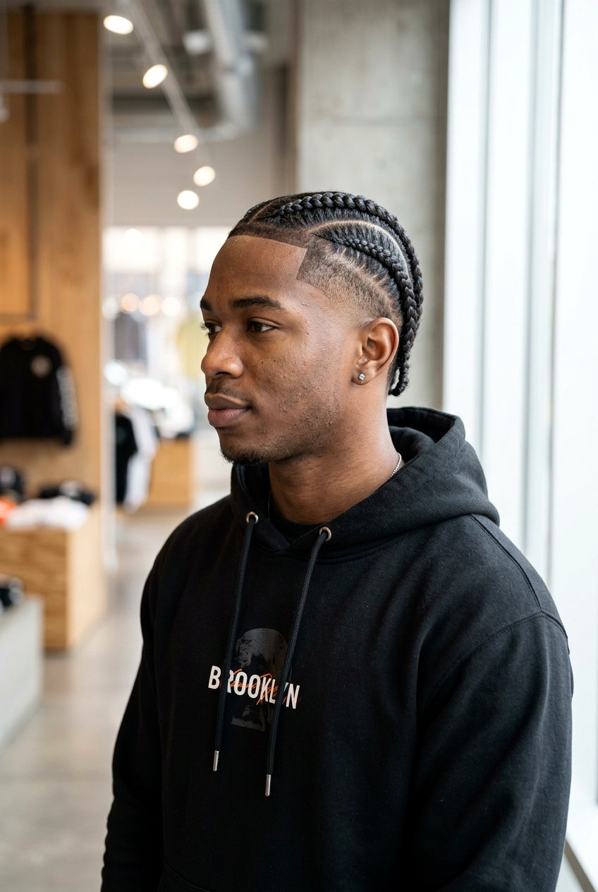 Pop Smoke Cornrows With Mid Taper - 20 cornrows with taper for men - 20 cornrows with taper for men