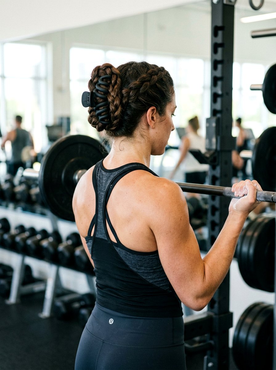 Pretzel Twist Claw Clip Workout Hair - 20 gym hairstyle with claw clip twist - 20 gym hairstyle with claw clip twist