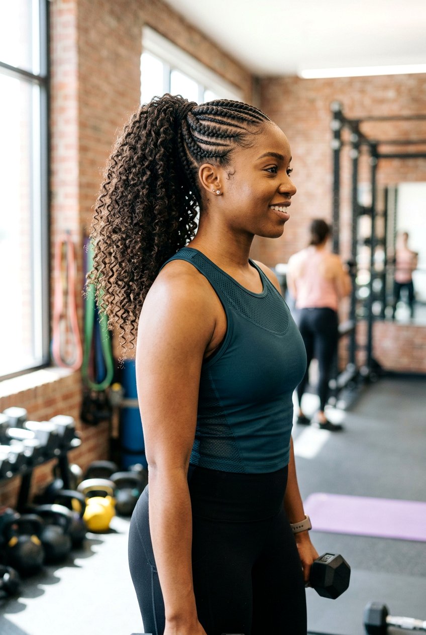 Protective Braided Curly Ponytail For Summer - 20 summer hairstyles for curly hair - 20 summer hairstyles for curly hair