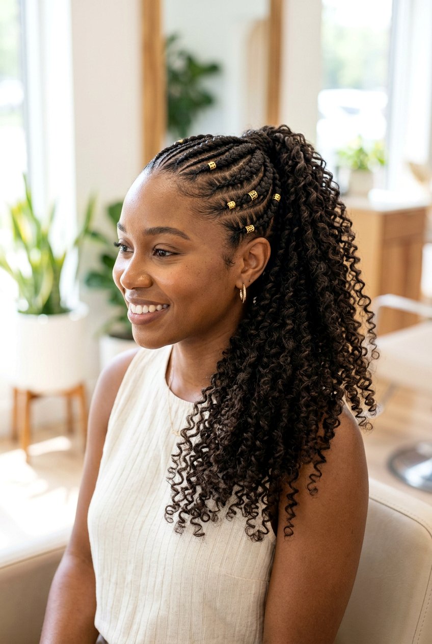 Protective Braided Ponytail With Curls - 20 braided ponytail with curls - 20 braided ponytail with curls