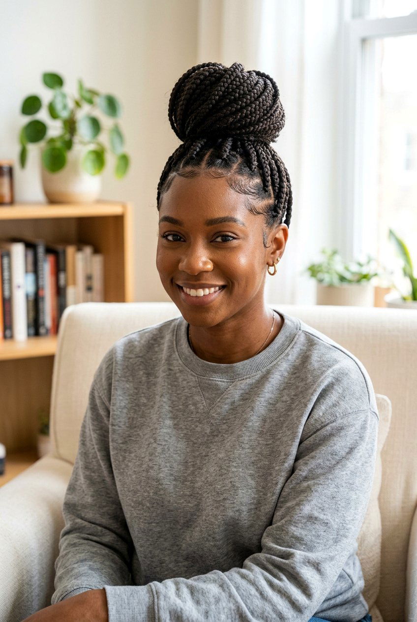 Protective Braided Top Knot For Natural Hair - 20 braided top knot hairstyle - 20 braided top knot hairstyle