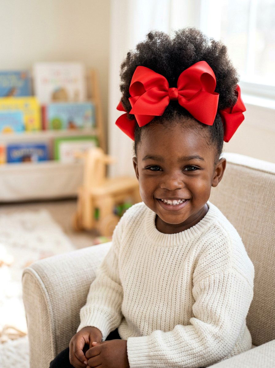 Puff Ponytail With Bows - 20 toddler puff ponytail styles - 20 toddler puff ponytail styles