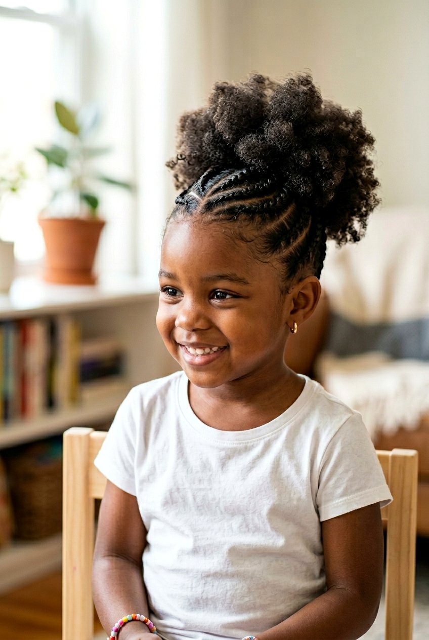 Puff With Flat Twist Front - 20 natural puff styles for little girls - 20 natural puff styles for little girls