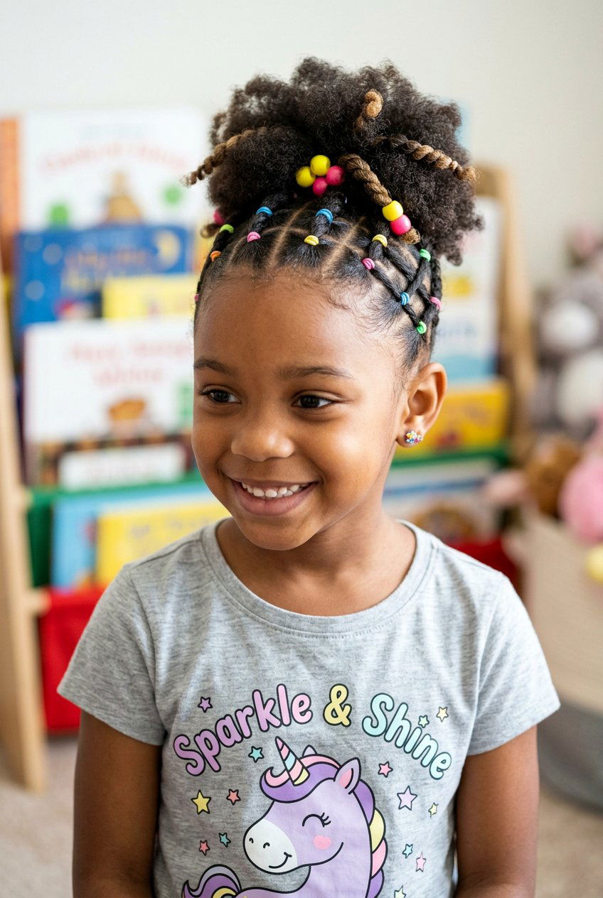 Puff With Rubber Band Sections - 20 natural puff styles for little girls - 20 natural puff styles for little girls