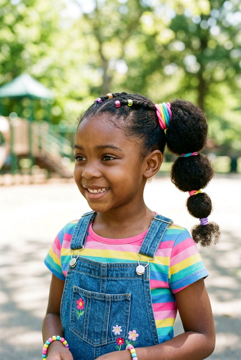 Puff With Side Ponytail - 20 natural puff styles for little girls - 20 natural puff styles for little girls