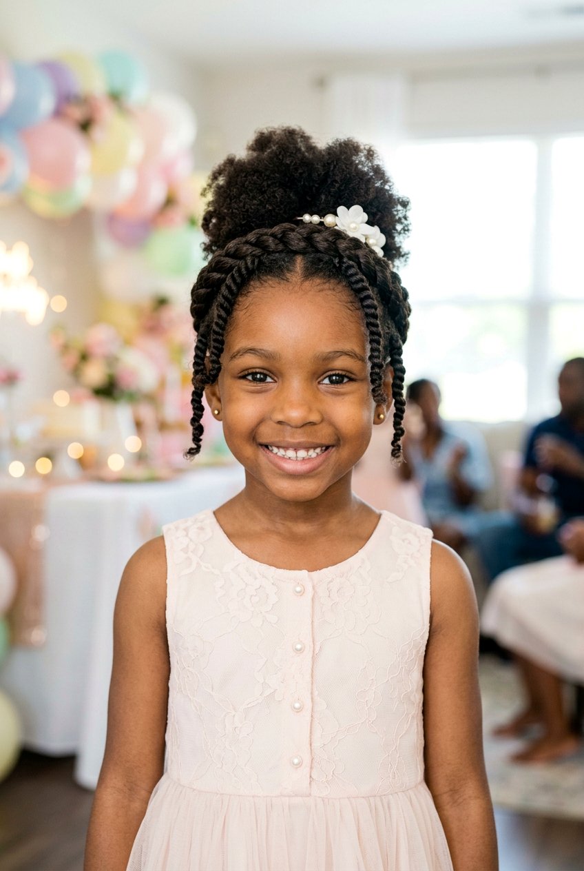 Puff With Twisted Crown - 20 natural puff styles for little girls - 20 natural puff styles for little girls