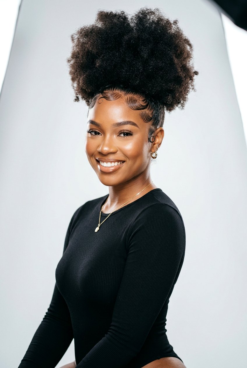 Puff with Baby Hair Laid Edges - 20 quick puff hairstyles for black women - 20 quick puff hairstyles for black women