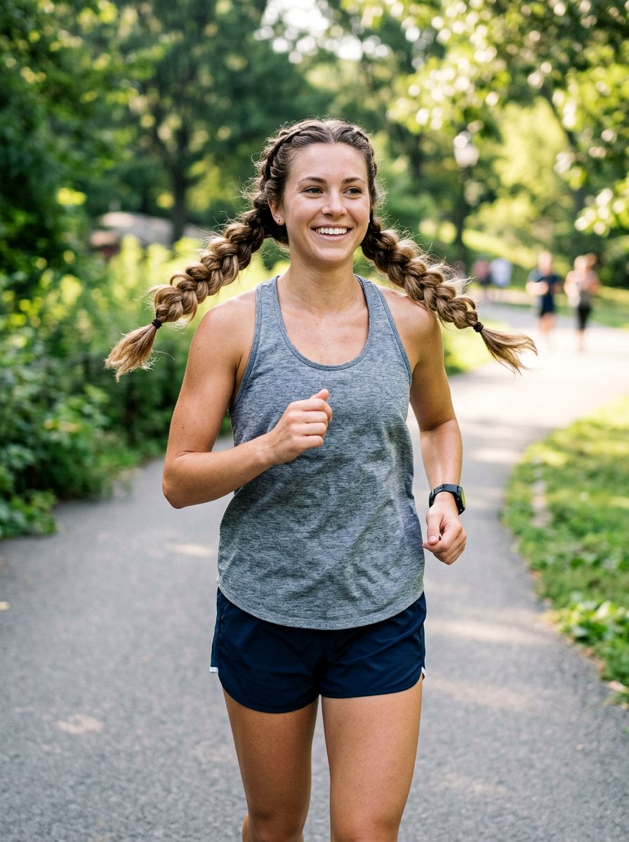 Pull Apart Braid Pigtails for Running - 20 running hairstyle with braided pigtails - 20 running hairstyle with braided pigtails