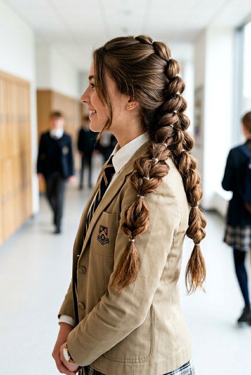 Pull Through Braid - 20 school hairstyle for teenage girls with medium hair - 20 school hairstyle for teenage girls with medium hair