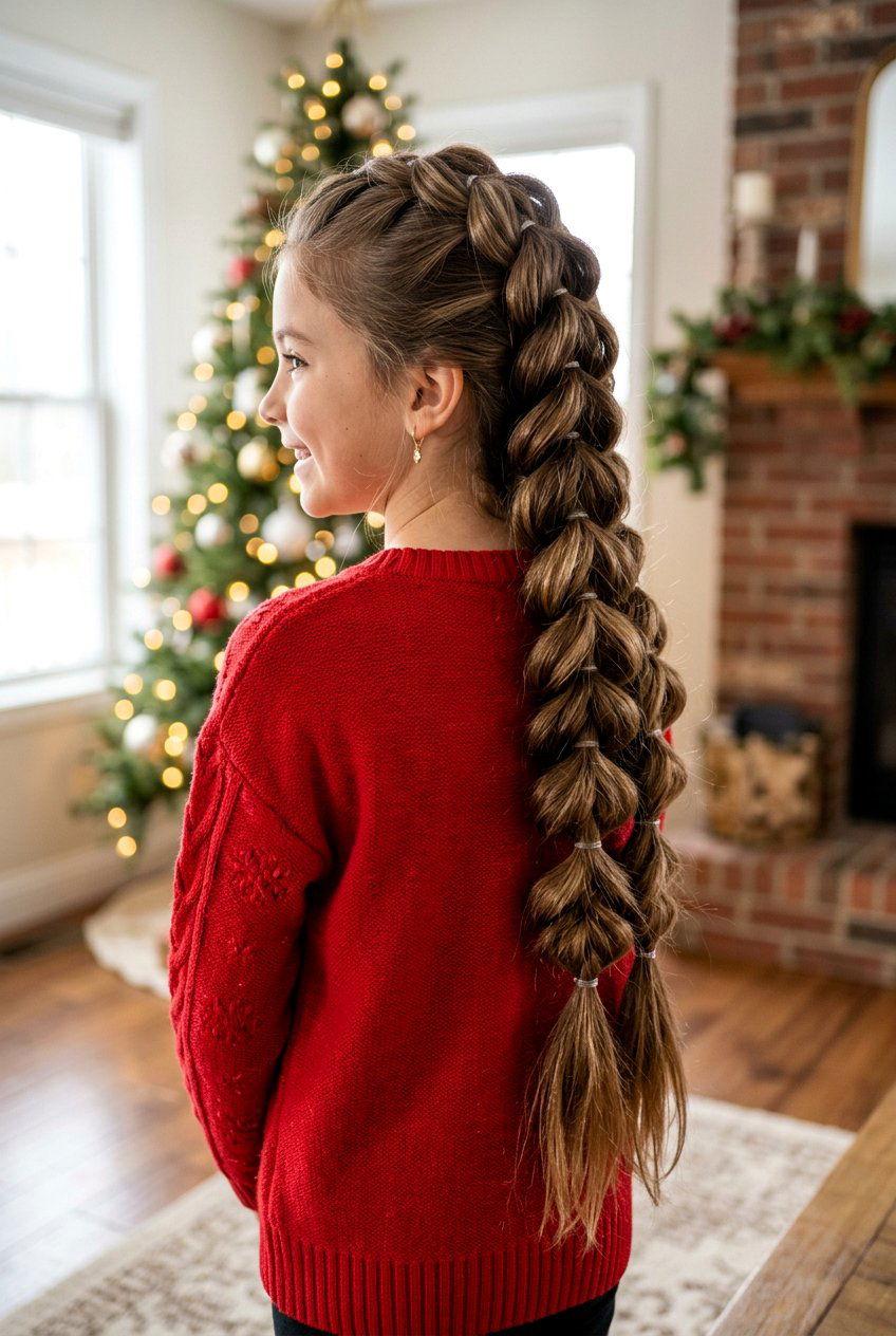 Pull Through Braid - 20 holiday hairstyle for girls with braids - 20 holiday hairstyle for girls with braids