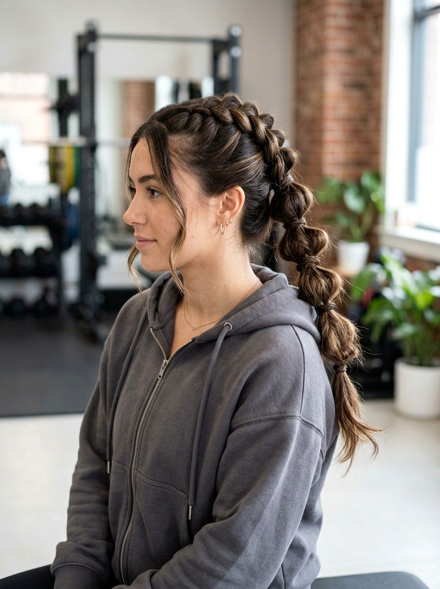 Pull Through Braid Ponytail - 20 workout ponytail with braid - 20 workout ponytail with braid