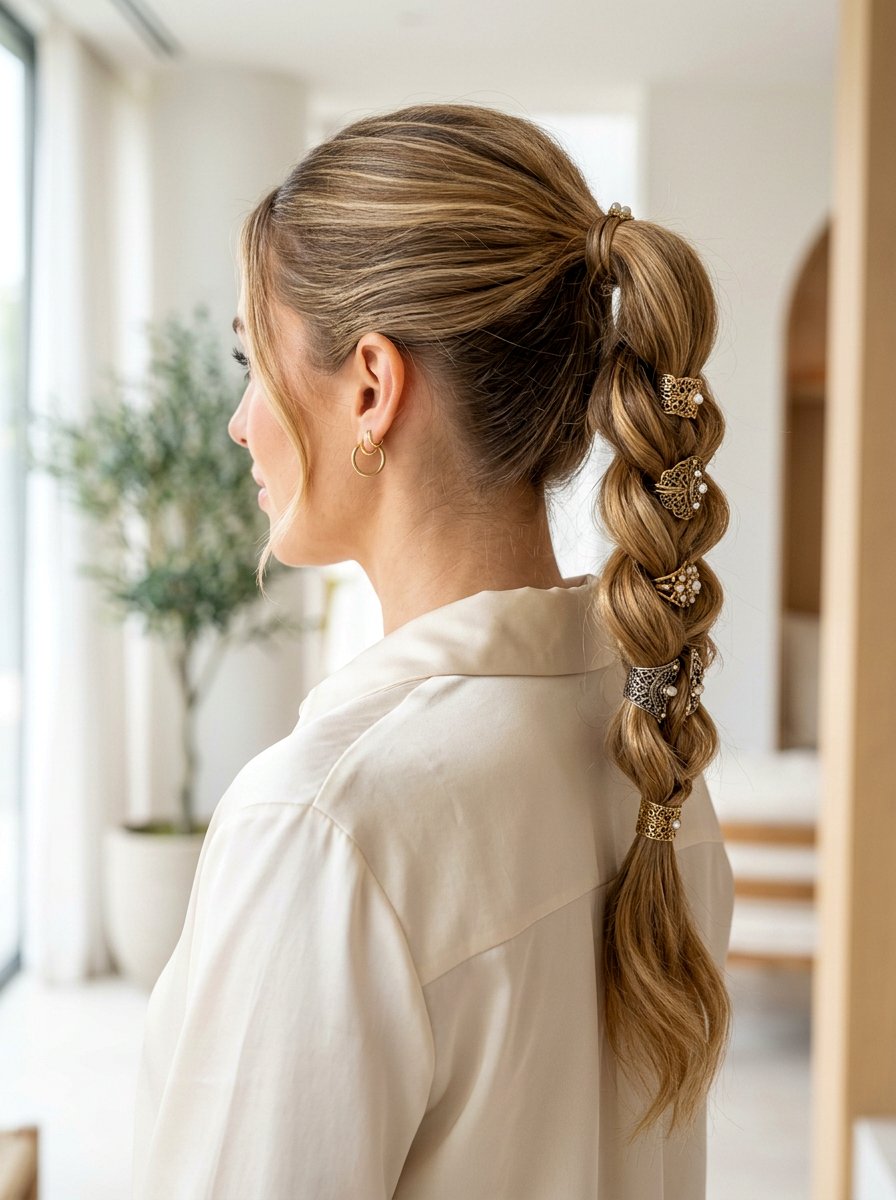 Pull Through Braid Ponytail With Accessories - 20 pull through braid ponytail - 20 pull through braid ponytail