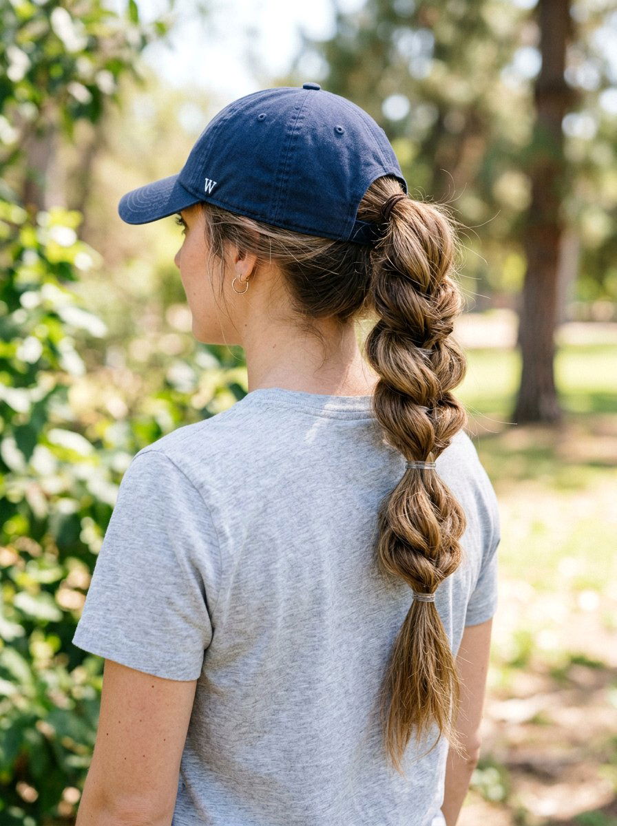 Pull Through Braid Ponytail for Theme Park - 20 vacation ponytail with braids - 20 vacation ponytail with braids