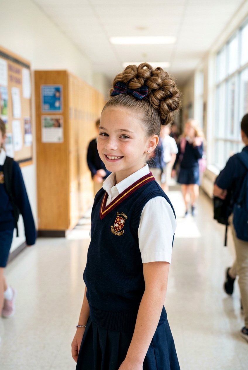 Pull Through Bun For School - 20 little girls school bun hairstyle - 20 little girls school bun hairstyle