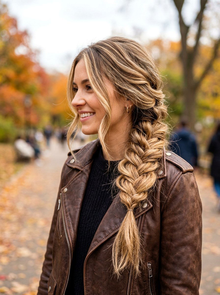 Pulled Apart Side Fishtail Braid - 20 side fishtail braid for medium hair - 20 side fishtail braid for medium hair