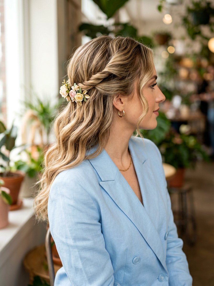 Pulled Front Waves With Flower Clips - 20 soft waves with flower clips - 20 soft waves with flower clips