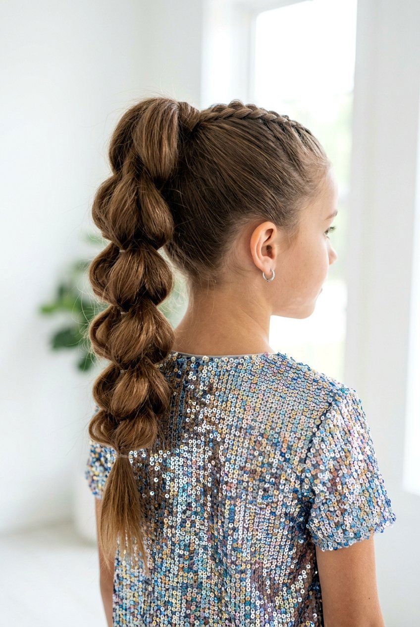 Pulled Through Braid Ponytail For Girl - 20 little girls party hairstyle with braids - 20 little girls party hairstyle with braids