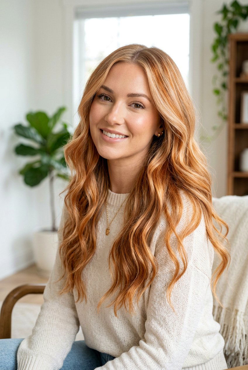 Pumpkin Copper Balayage On Blonde Hair - 20 pumpkin copper balayage - 20 pumpkin copper balayage