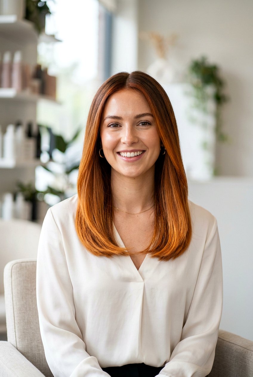 Pumpkin Copper Balayage On Straight Hair - 20 pumpkin copper balayage - 20 pumpkin copper balayage