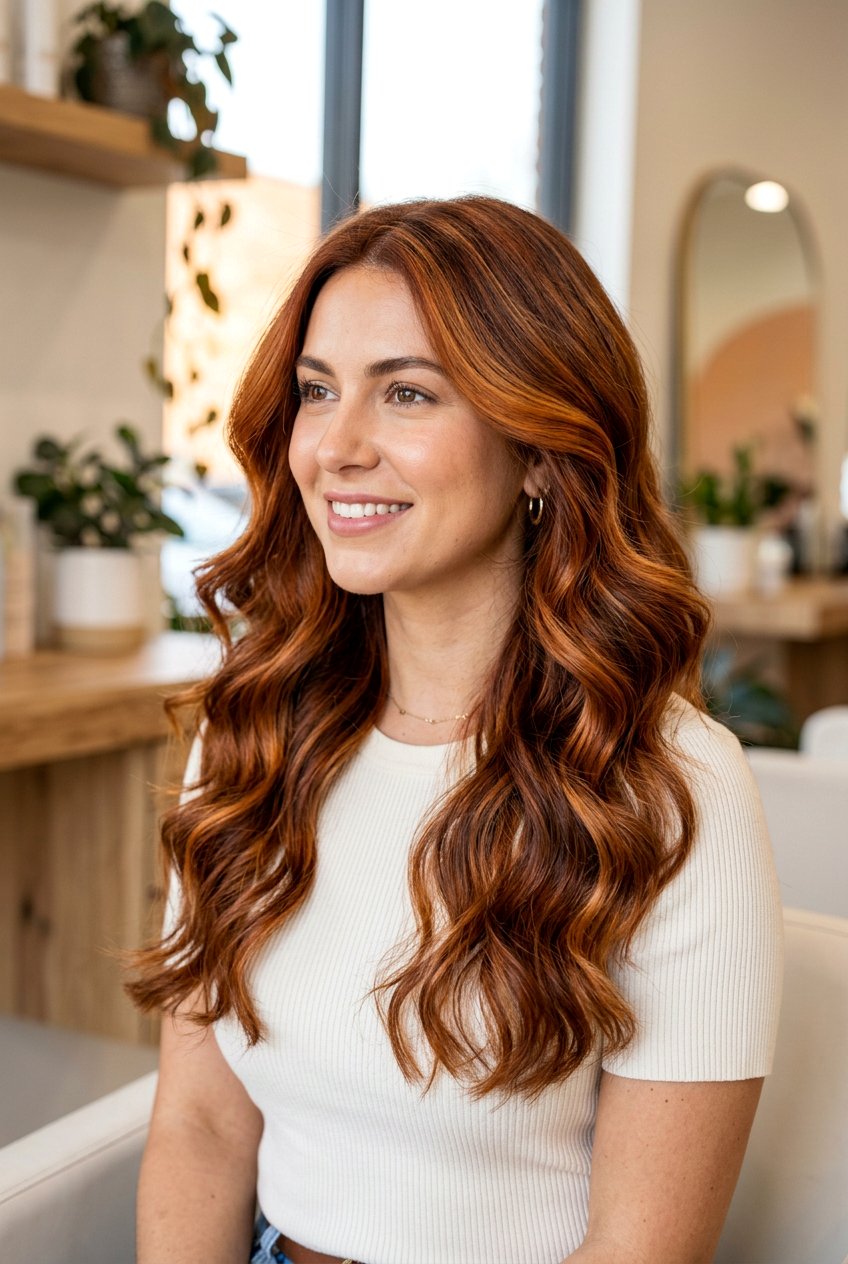 Pumpkin Copper Balayage On Thick Hair - 20 pumpkin copper balayage - 20 pumpkin copper balayage