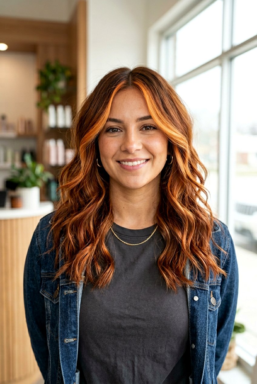 Pumpkin Copper Balayage With Face Framing Pieces - 20 pumpkin copper balayage - 20 pumpkin copper balayage