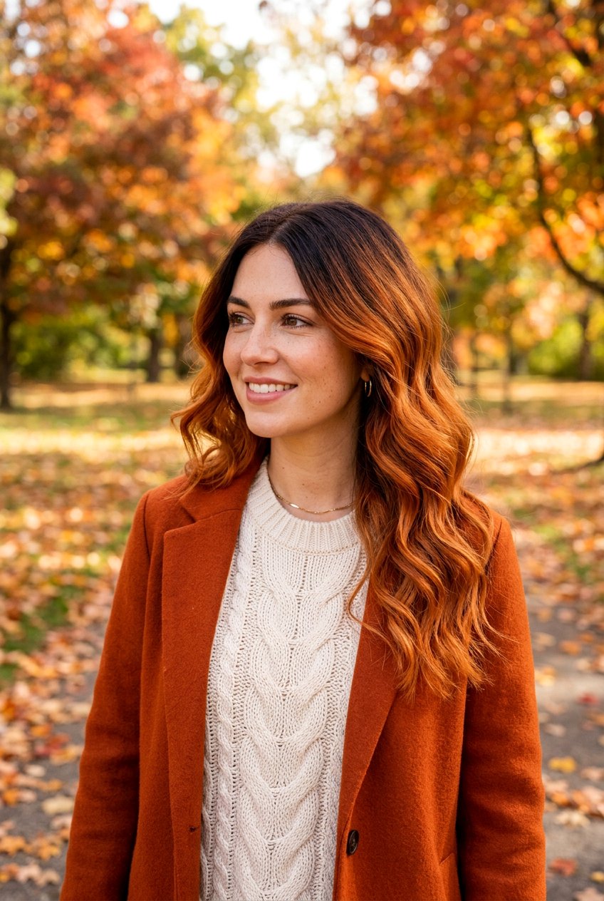 Pumpkin Copper Balayage With Shadow Root - 20 pumpkin copper balayage - 20 pumpkin copper balayage