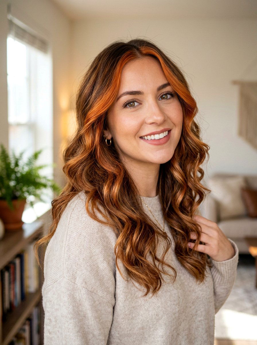 Pumpkin Spice Balayage With Face Framing Pieces - 20 pumpkin spice balayage - 20 pumpkin spice balayage