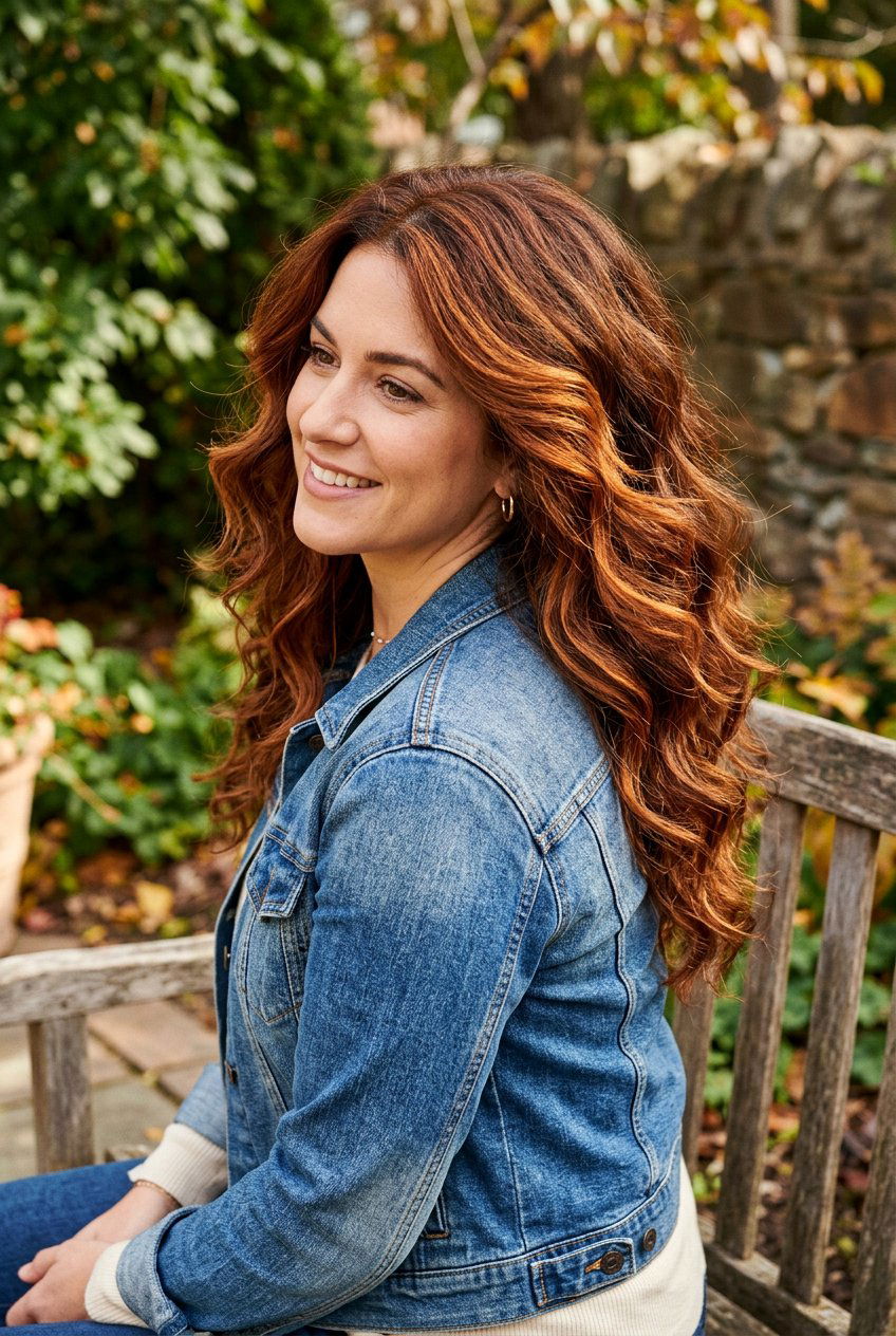 Pumpkin Spice Flamboyage On Thick Hair - 20 autumn pumpkin spice highlights - 20 autumn pumpkin spice highlights