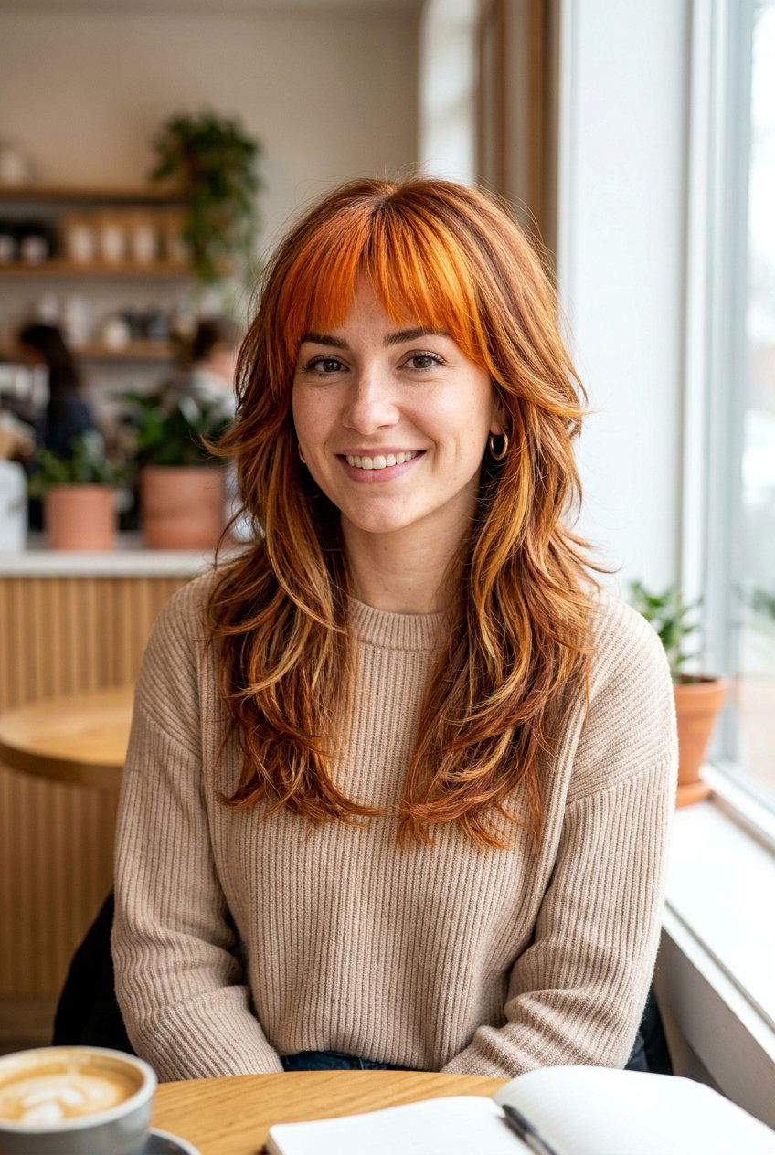 Pumpkin Spice Highlights On Bangs And Layers - 20 autumn pumpkin spice highlights - 20 autumn pumpkin spice highlights