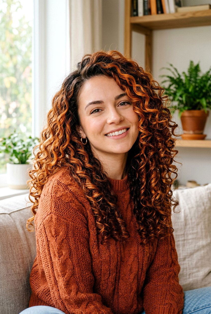 Pumpkin Spice Highlights On Curly Hair - 20 autumn pumpkin spice highlights - 20 autumn pumpkin spice highlights