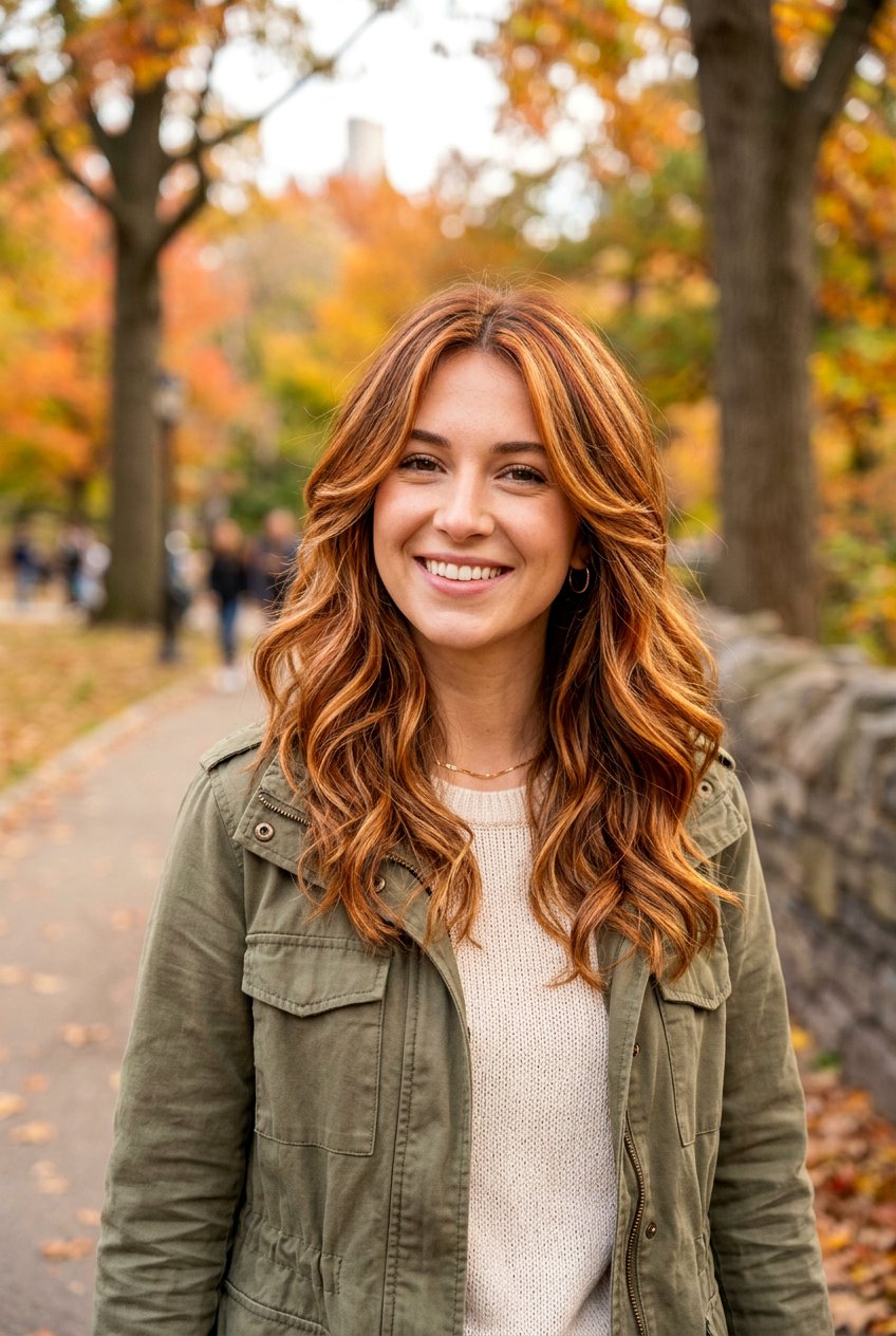 Pumpkin Spice Highlights On Layered Hair - 20 autumn pumpkin spice highlights - 20 autumn pumpkin spice highlights