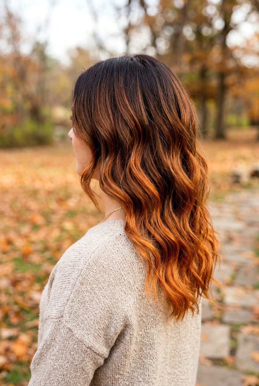 Pumpkin Spice Ombre On Dark Hair - 20 pumpkin spice hair color - 20 pumpkin spice hair color