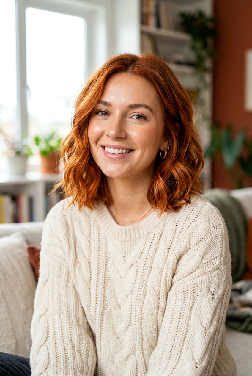 Pumpkin Spice Sunset Copper Lob - 20 sunset copper hair - 20 sunset copper hair