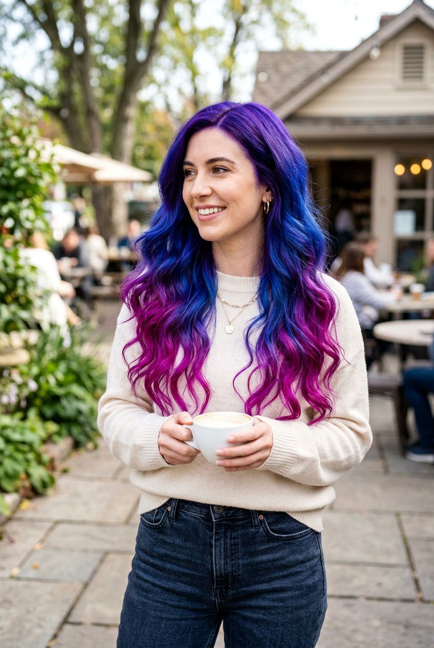 Purple Blue and Magenta Galaxy Hair Color - 20 galaxy hair color ideas - 20 galaxy hair color ideas
