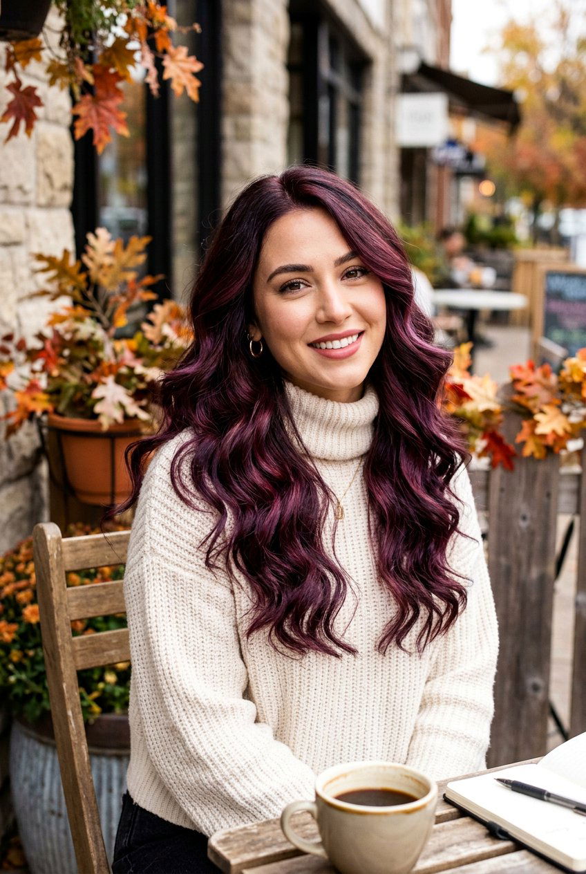 Purple Burgundy Balayage - 20 autumn burgundy balayage ideas - 20 autumn burgundy balayage ideas