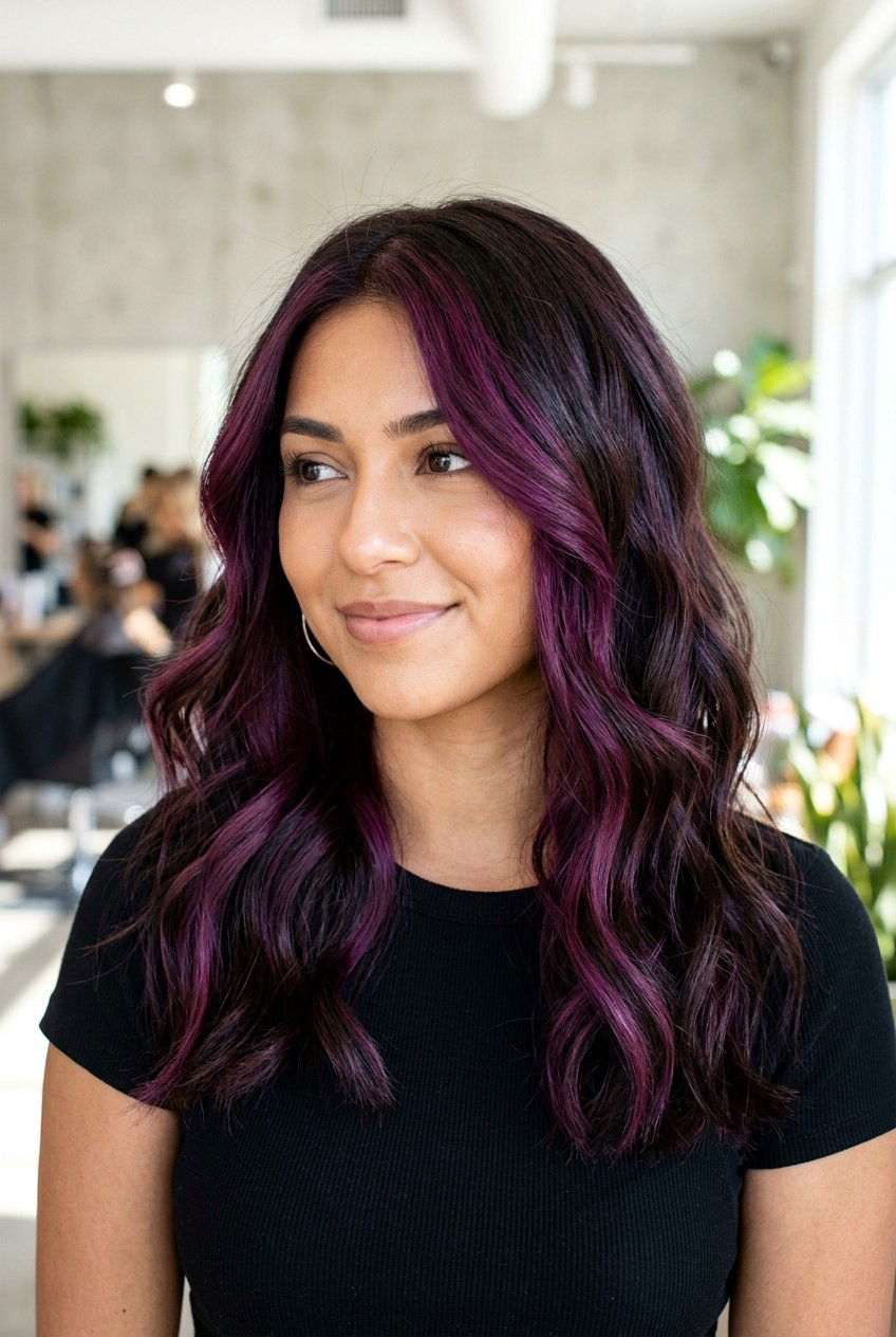 Purple Chunky Highlights Dark Hair - 20 chunky highlights hair - 20 chunky highlights hair