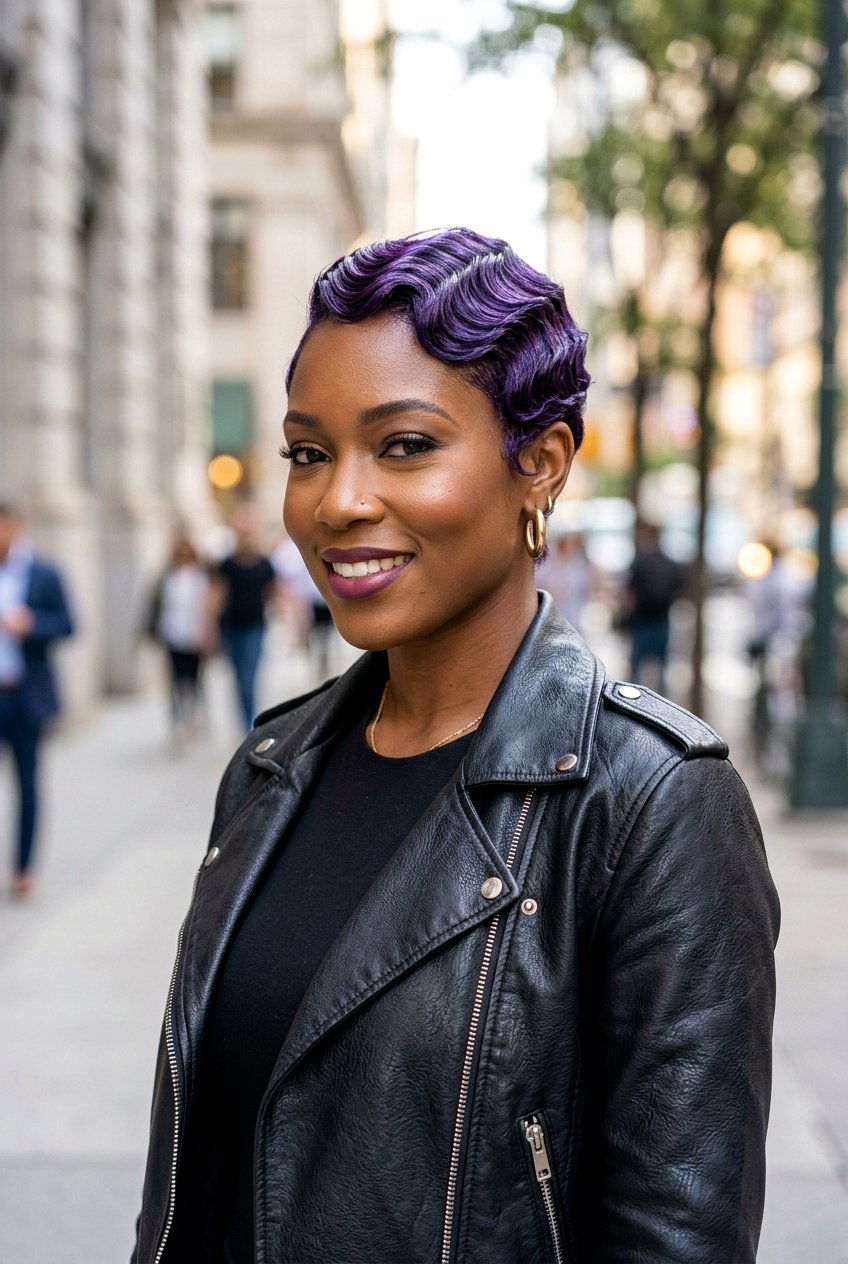 Purple Finger Waves Short Hair - 20 finger waves on short natural hair - 20 finger waves on short natural hair
