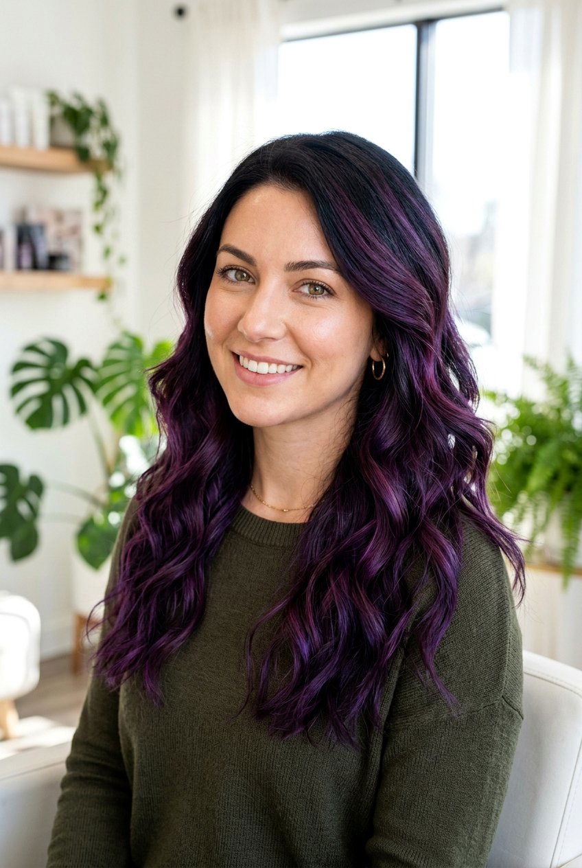 Purple Highlights Black Hair - 20 hair color ideas for black hair - 20 hair color ideas for black hair