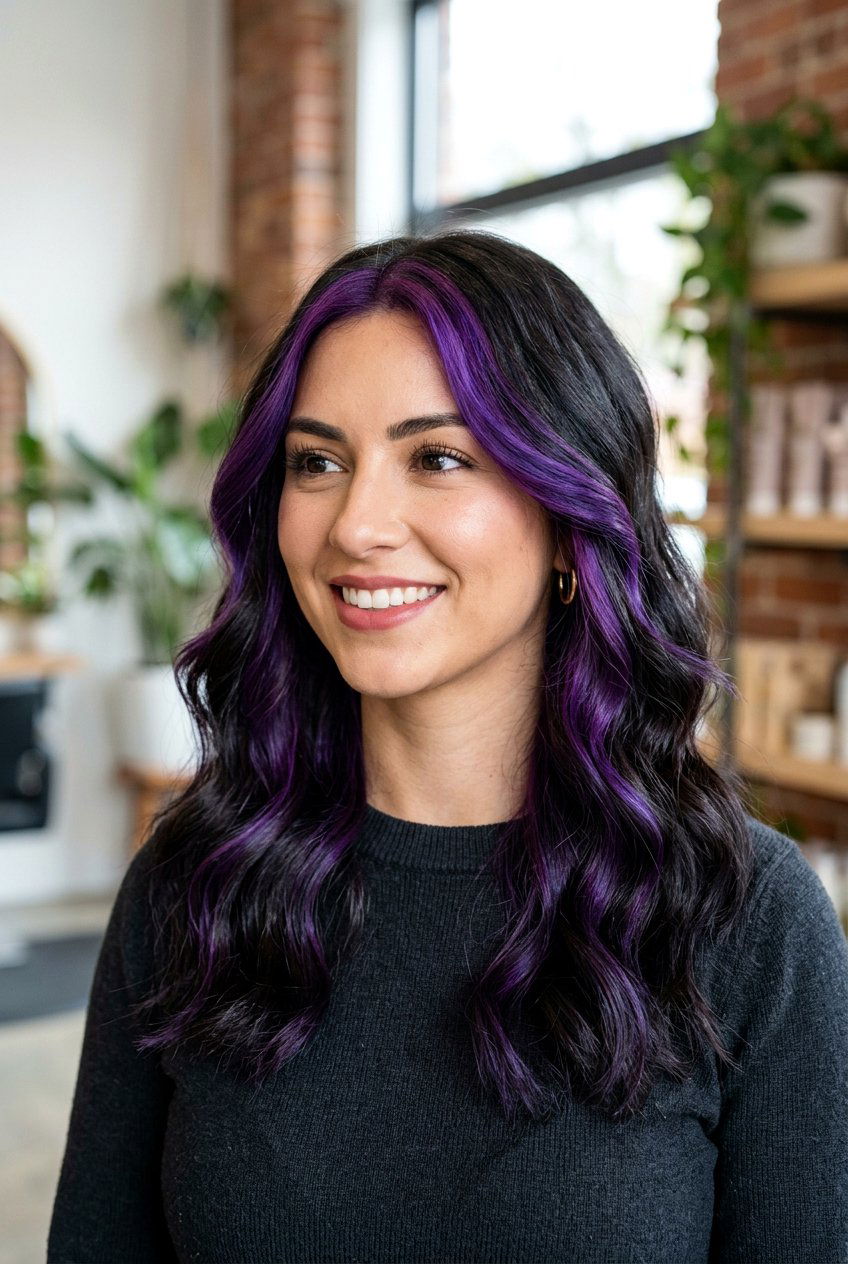 Purple Money Piece Hair - 20 money piece hair color - 20 money piece hair color