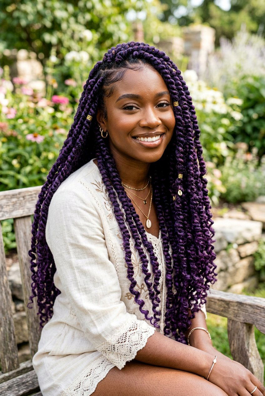 Purple Passion Twists - 20 black hairstyles with color - 20 black hairstyles with color