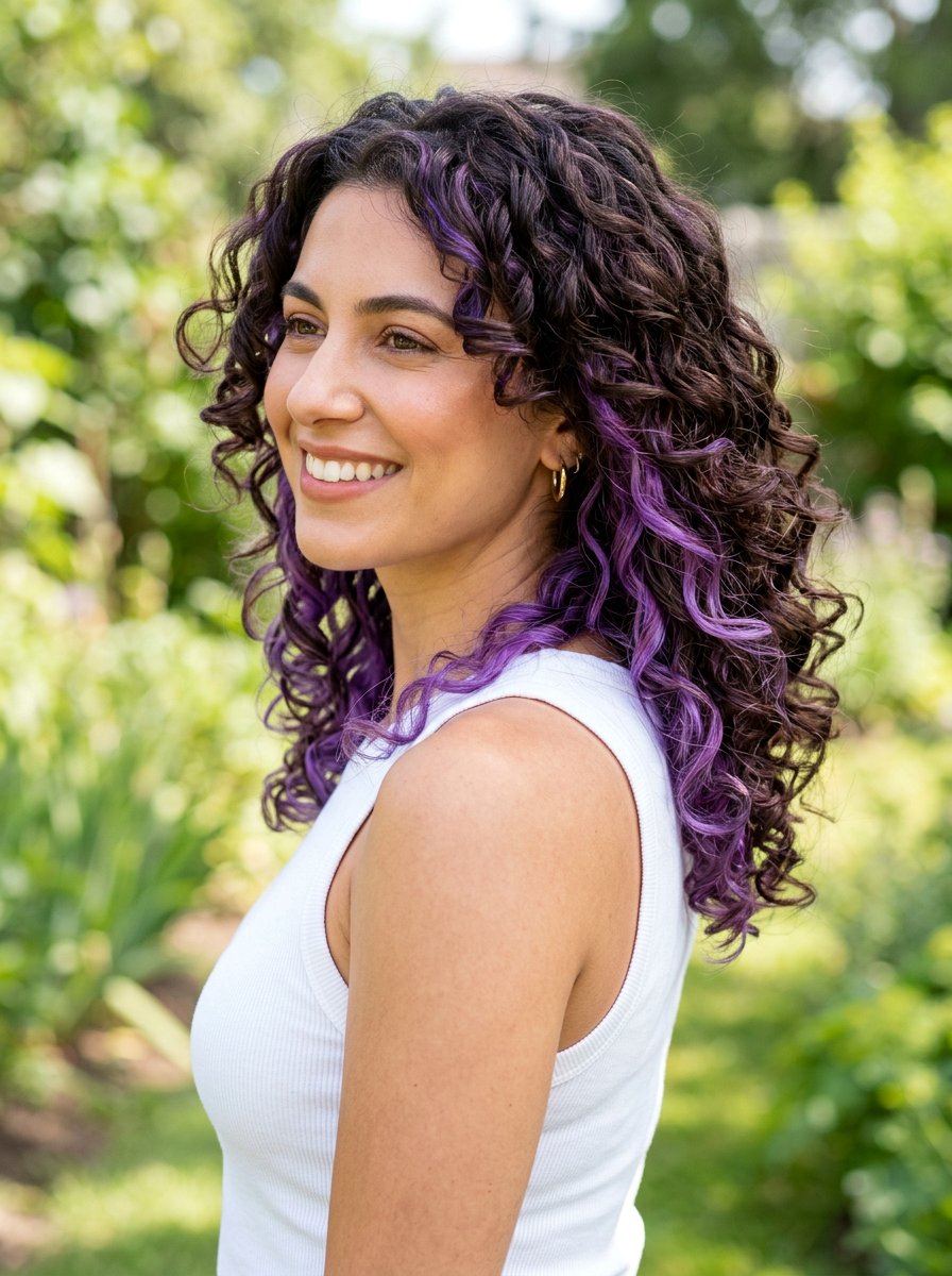 Purple Peekaboo Highlights On Curly Hair - 20 purple peekaboo hair color - 20 purple peekaboo hair color