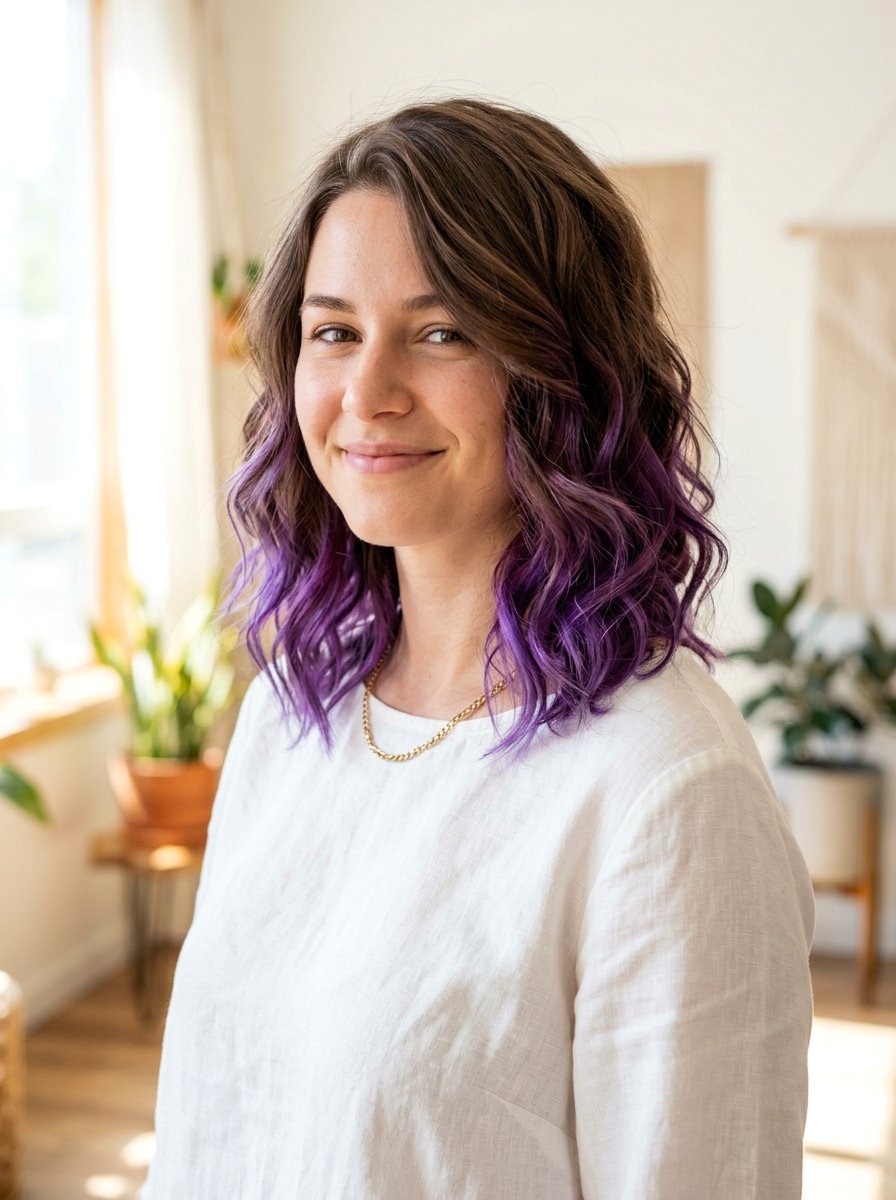 Purple Peekaboo Highlights On Shoulder Length Hair - 20 purple peekaboo hair color - 20 purple peekaboo hair color