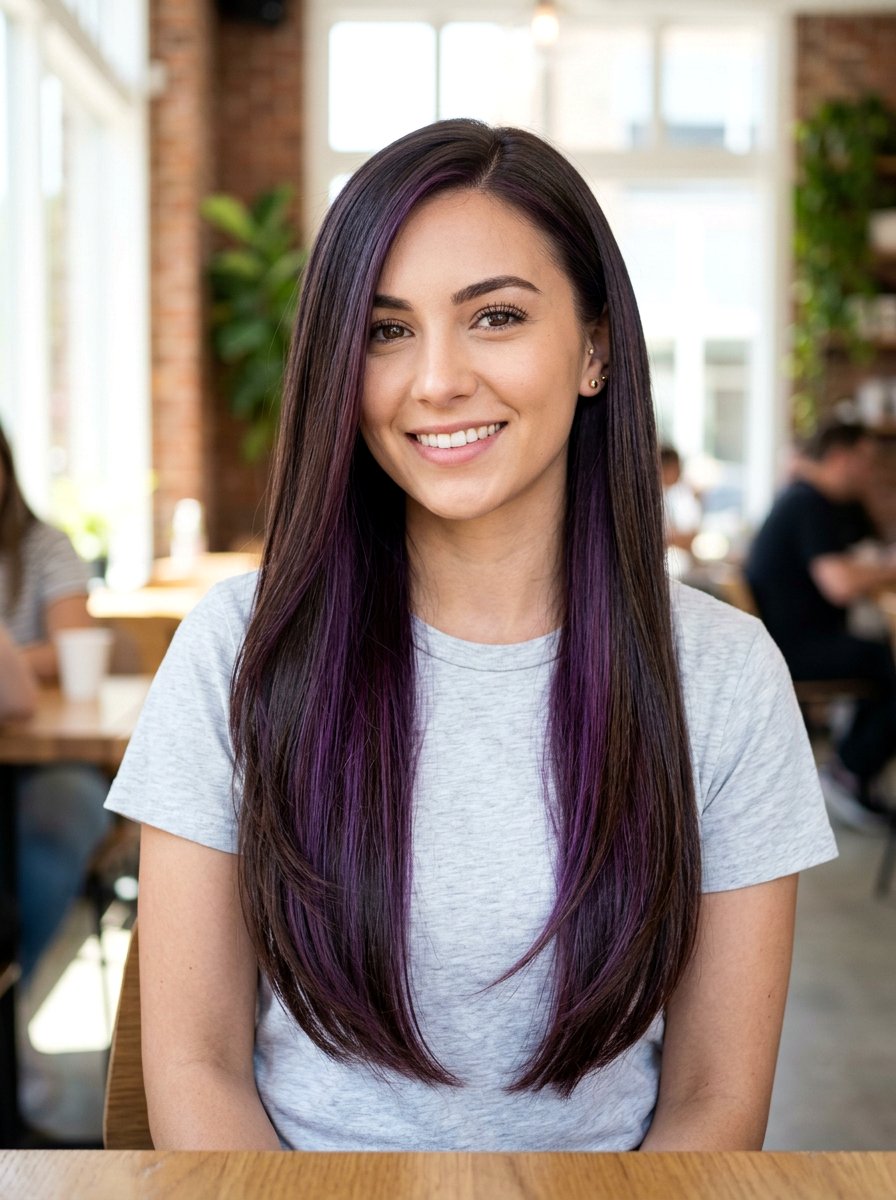 Purple Peekaboo Highlights On Straight Hair - 20 purple peekaboo hair color - 20 purple peekaboo hair color