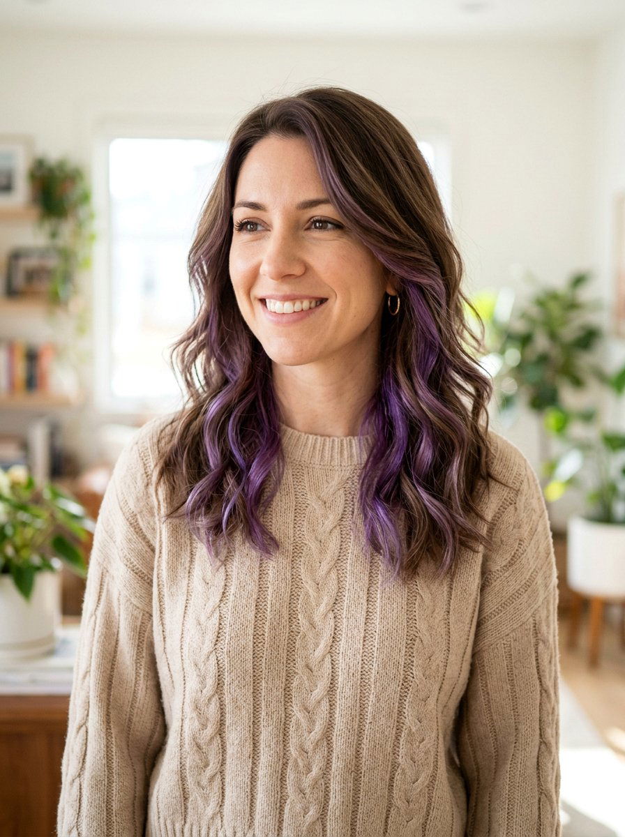 Purple Peekaboo Highlights With Low Maintenance Upkeep - 20 purple peekaboo hair color - 20 purple peekaboo hair color