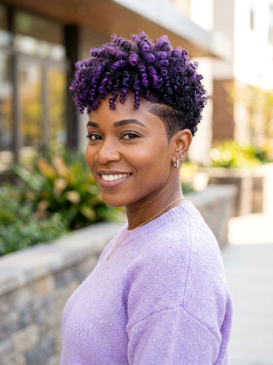 Purple Tapered Natural Haircut - 20 tapered natural haircut with color - 20 tapered natural haircut with color