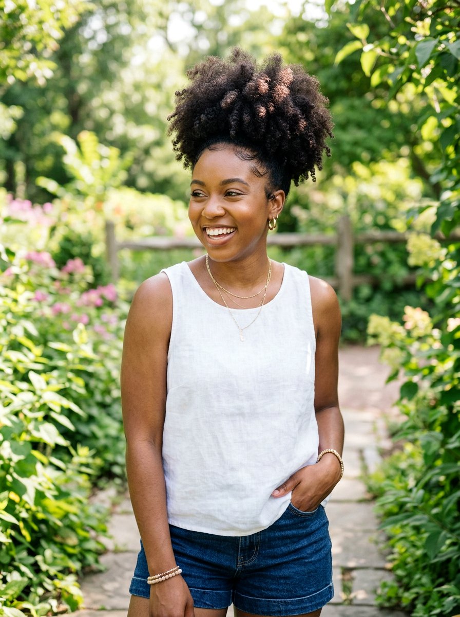 Quick Afro Puff Hairstyle - 20 quick hairstyle for natural black hair - 20 quick hairstyle for natural black hair