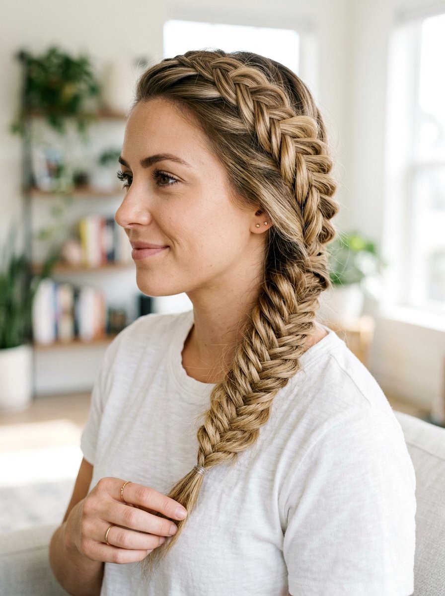 Quick Fishtail Braid Hairstyle - 20 easy hairstyle for office rush - 20 easy hairstyle for office rush