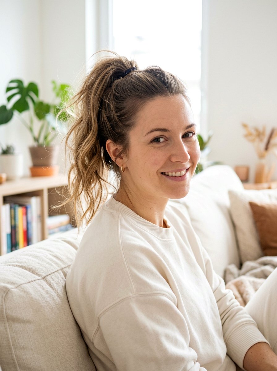 Quick Messy Ponytail For Zoom Call - 20 zoom call ponytail hairstyle - 20 zoom call ponytail hairstyle