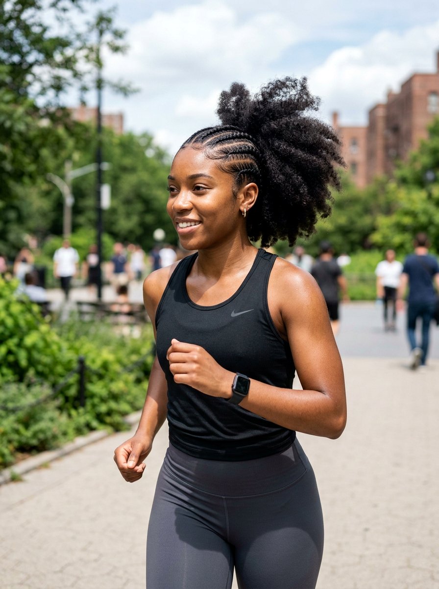 Quick Puff With Cornrows - 20 quick hairstyle for natural black hair - 20 quick hairstyle for natural black hair