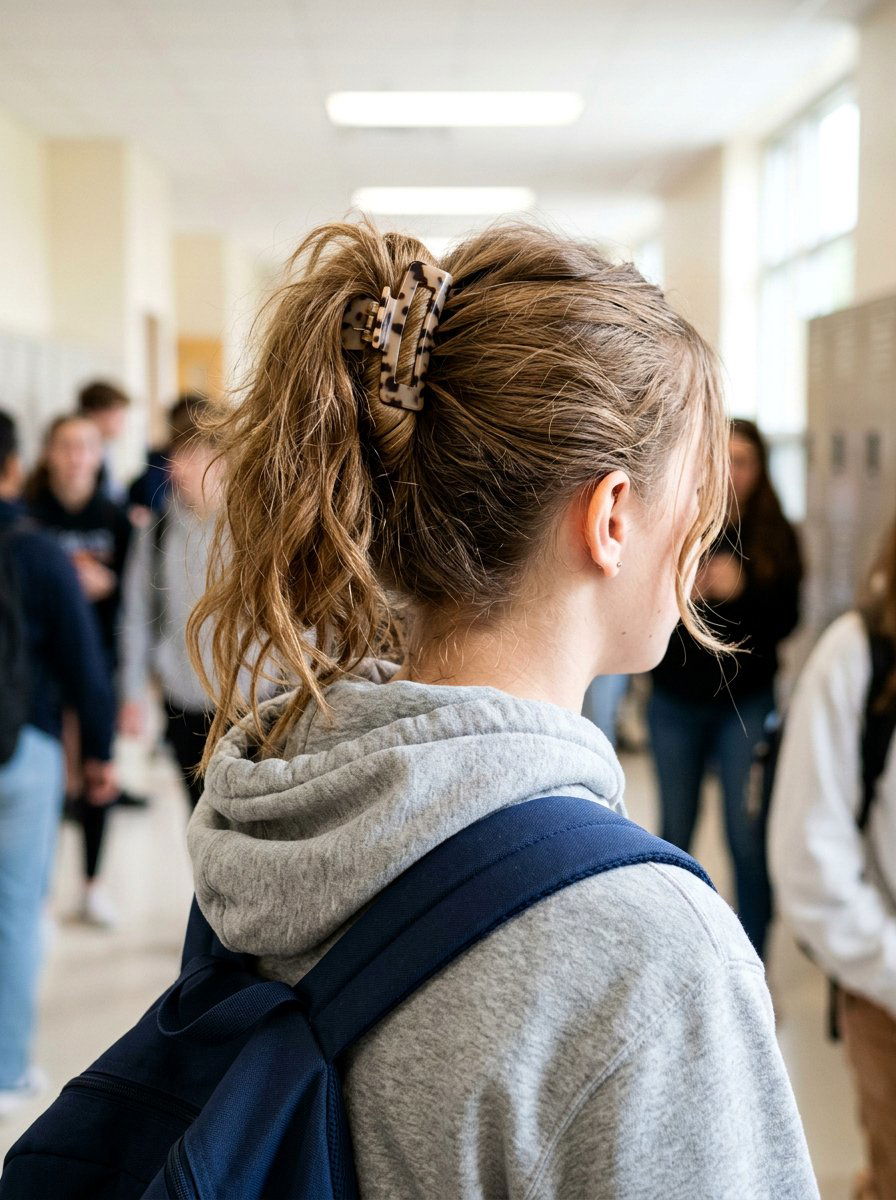 Quick School Morning Ponytail with Claw Clip - 20 school ponytail with claw clip - 20 school ponytail with claw clip